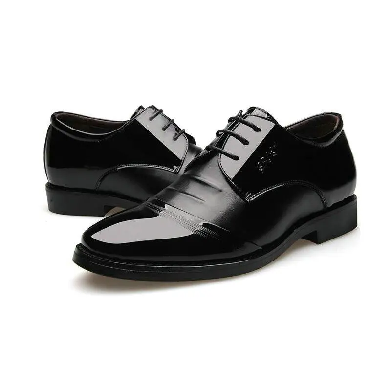 

2018 new Men Dress Shoes Men Flats Black pu Leather Oxford Shoes, Lace-Up wedding Business Working Office shoes DD-31