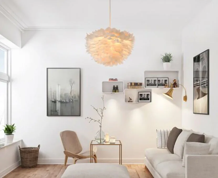 

Feather White Warm Pendant light Lighting F Creative Artistical Lamp for Living Room Dining Room Bedroom Modern Led bulbs