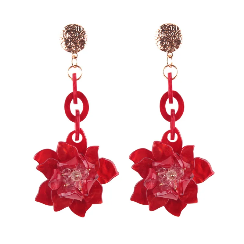 Новые массивные акриловые Цветочные Матовые серьги 2017 Модные женские ювелирные