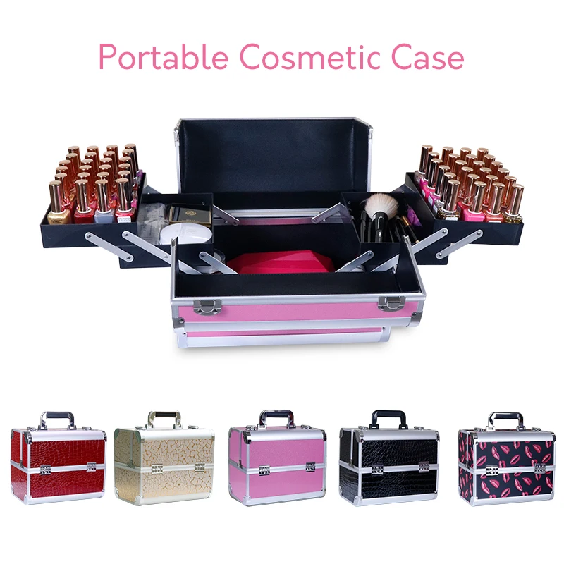Women portable cosmetic case professional suitcase nail beauty eyelash tattoo tool box quality multi-function travel luggage bag