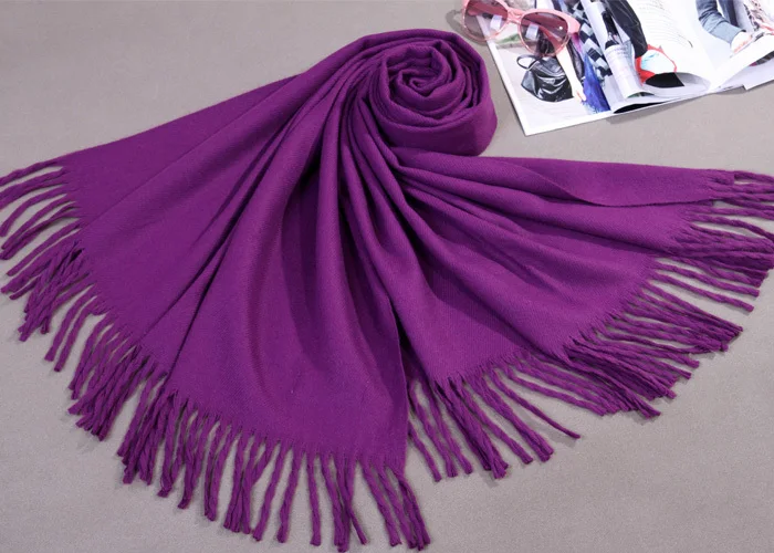 Бесплатная доставка черная зимняя женская кашемировая шаль шарф Толстая теплая