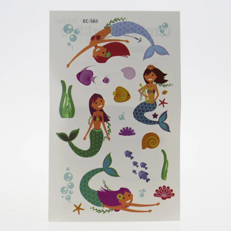 Детская временная татуировка мультяшная Русалочка морская раковина наклейка