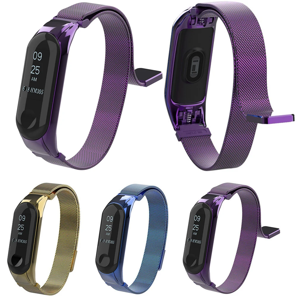 Браслет из нержавеющей стали ремешок для Xiaomi Mi Band 3 Магнитная Адсорбция