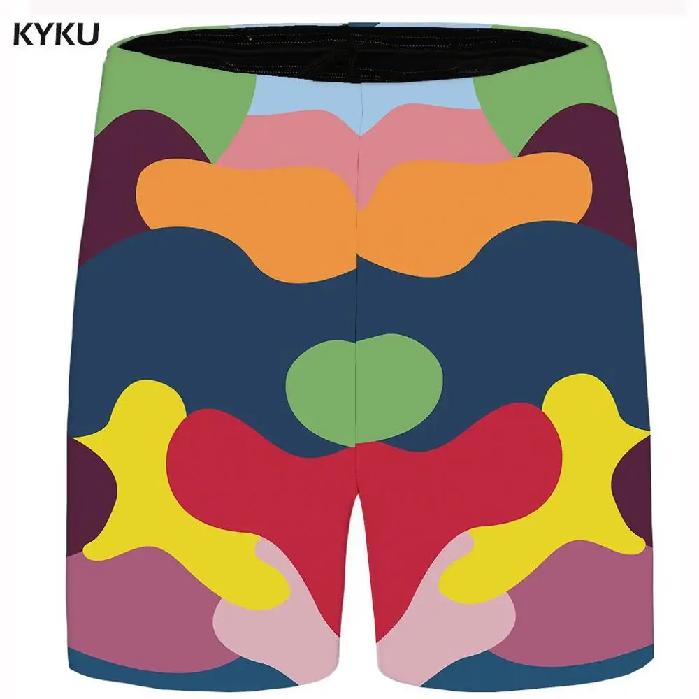 Mens Shorts 20 Бренд KYKU, радужные короткие мужские Разноцветные пляжные шорты, летние клетчатые красивые повседневные шорты Карго, крутые мужские шорты с аниме, новинка - Цвет: Mens Shorts 20