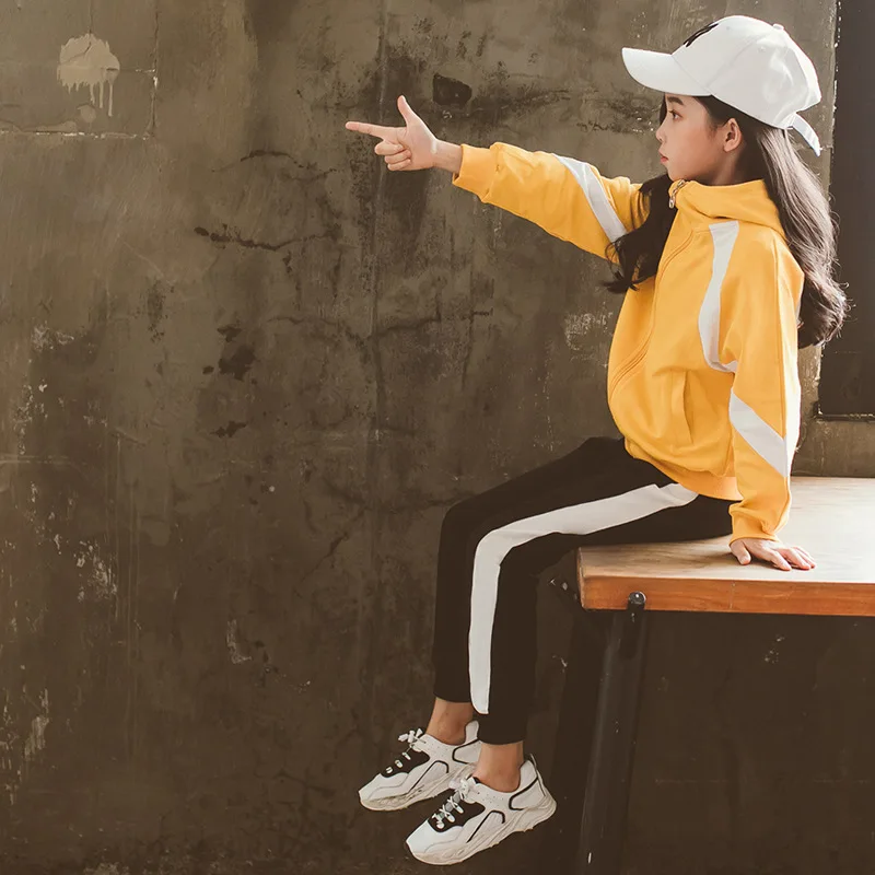 Girls Autumn Clothing Set 2019 Spring Korean Children's Sports Suit Male Kids Spliced Sweatshirt + Pants 2 Pcs Tracksuit A907 | Детская