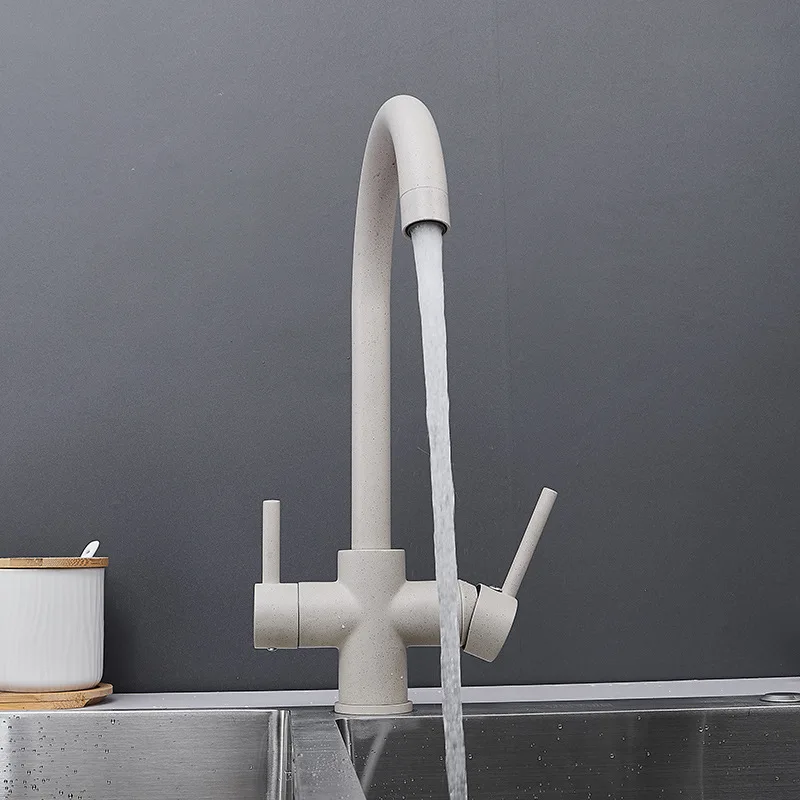 Senducs здоровый кухонный кран модный овсянка латунный для раковины двойная ручка