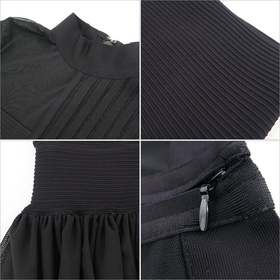 Женское облегающее платье Adyce черное Сетчатое с высоким воротом и длинным