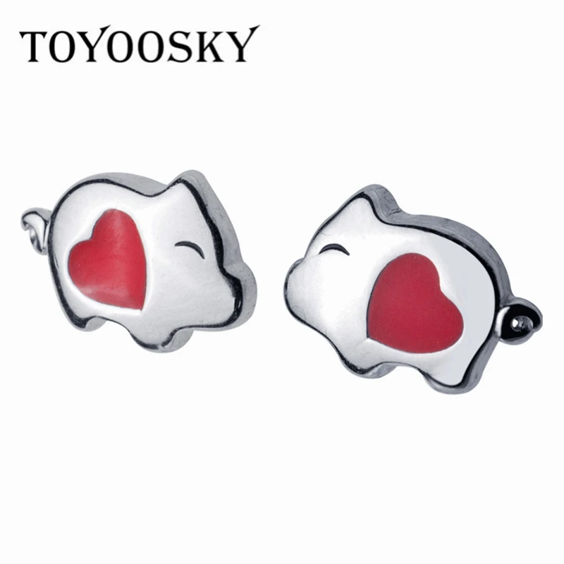 Серьги гвоздики Lucky Red Pig Animal Настоящее 100% Стерлинговое Серебро 925 пробы не