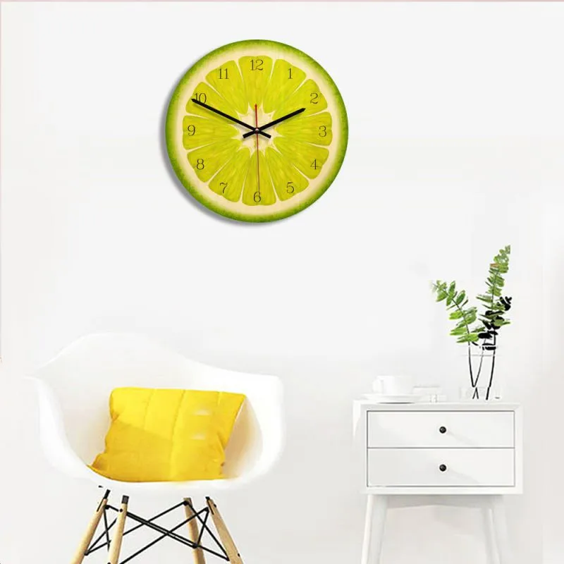 Креативные настенные часы с рисунком апельсина лимона арбуза фруктов для