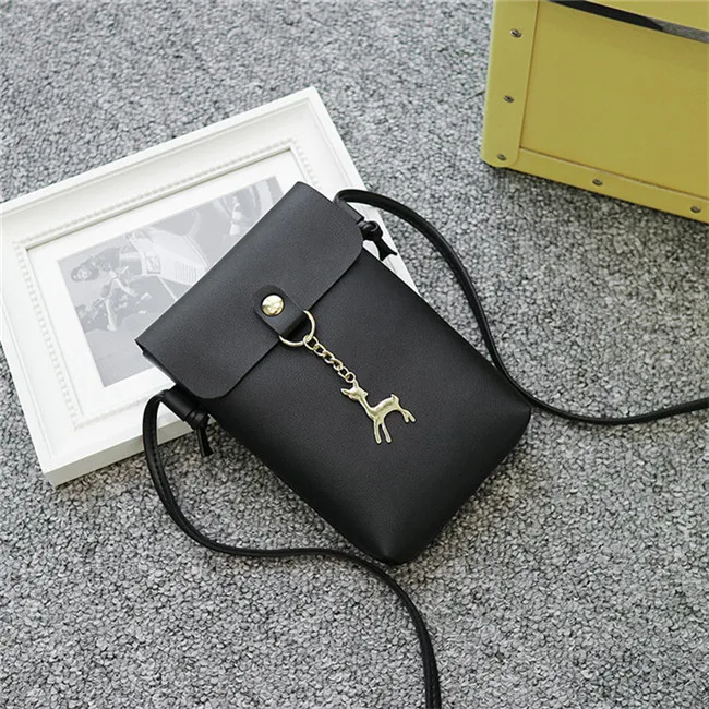 Black XZXBBAG Для женщин милый олень мини Курьерские сумки для девочек простота Повседневное сотовый телефон карман студентов через плечо чехол для девочек сумки на плечо - Цвет: Black