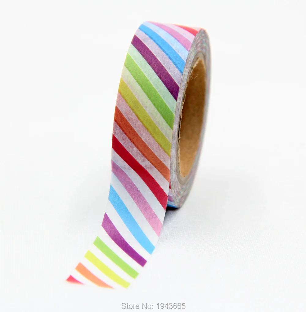 

2017 New X1 pcs 15mmx10m Stripe Washi Tapes DIY Scrapbook Colorful Stickers Stationery School Supply