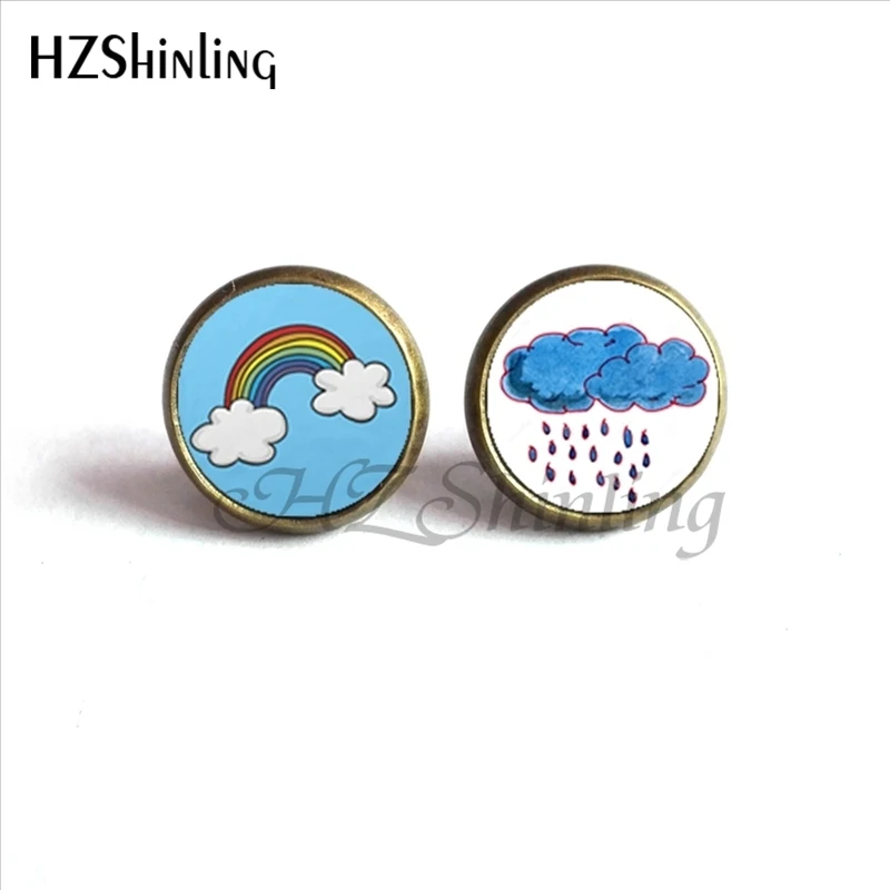 Новое поступление радужные и дождевые серьги Мультяшные облачные стеклянные