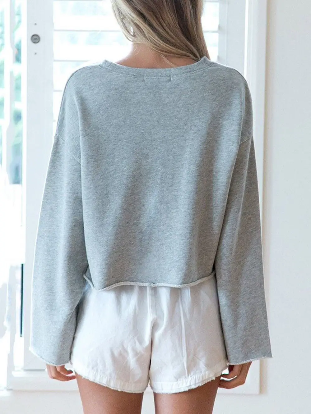 

Hirigin 2017 Autumn Women Sweatshirts Pure Color Loose Long Sleeve Simple Style Sweatshirts For Women Fashion Home Outwear