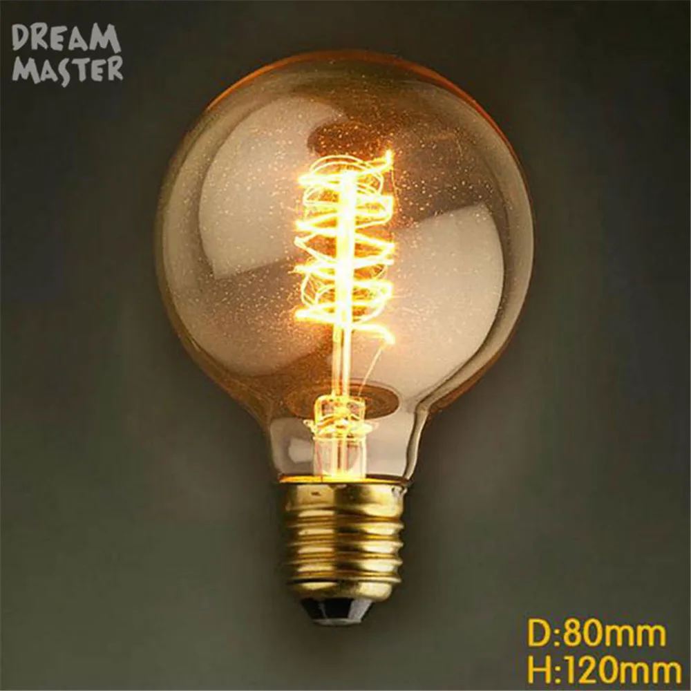 220V G80 Спираль ретро лампы Эдисона E27 накаливания 40W лампа Винтаж Edison светильник