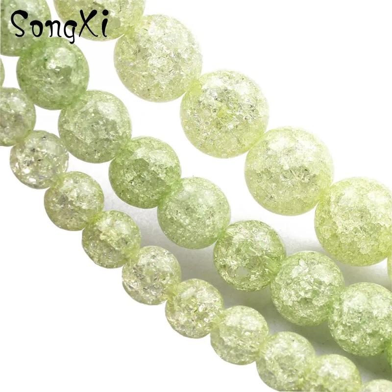 Оптовая продажа лимонно-зеленый треснутый кварцевый камень 6 8 10 мм 15 дюймов