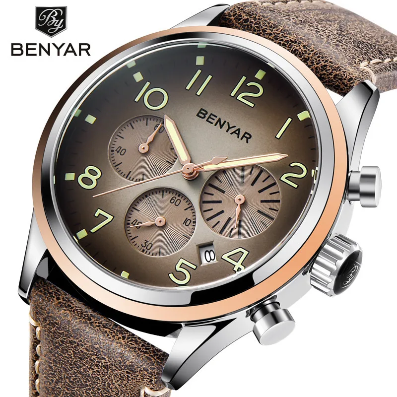 Часы BENYAR мужские модные деловые кварцевые водонепроницаемые | Наручные часы