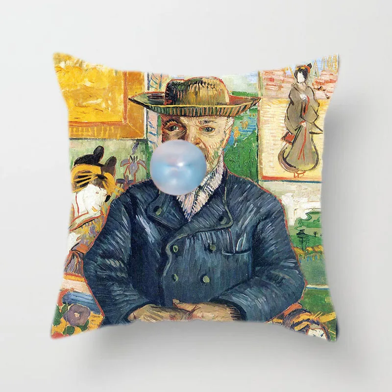 Van Gogh12 Ретро льняная/персиковая кожаная наволочка для подушки самостоятельно разработанная Ван Гог Картина маслом голова серия подушка для гостиной чехол - Цвет: Van Gogh12