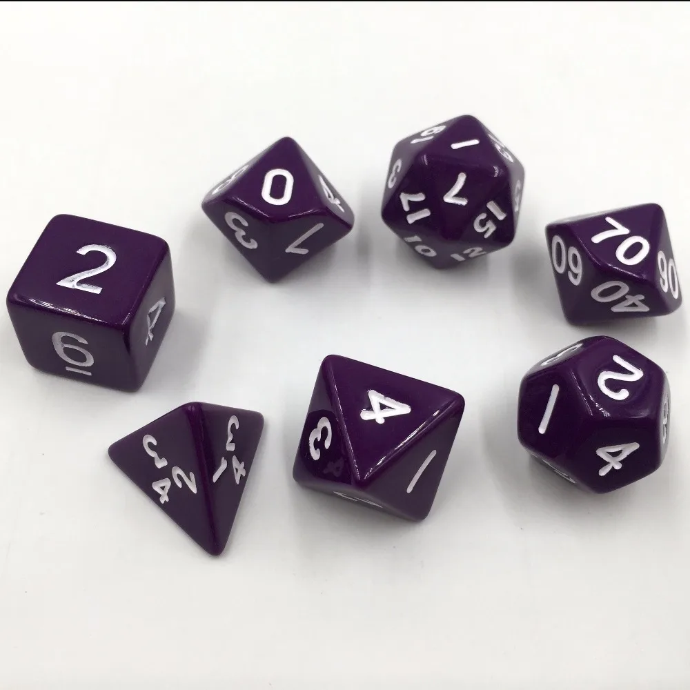 Rollooo Dice Opaque Purple D and Set of 7 D4 D6 D8 D10 D% D12 D20 | Спорт и развлечения
