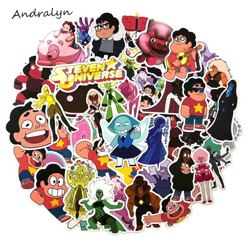 Pegatinas de dibujos animados para coche, pegatinas divertidas de Steven Universe para port&aacute;til, bicicleta, cuaderno, impermeables, 50 unids/set por juego-1