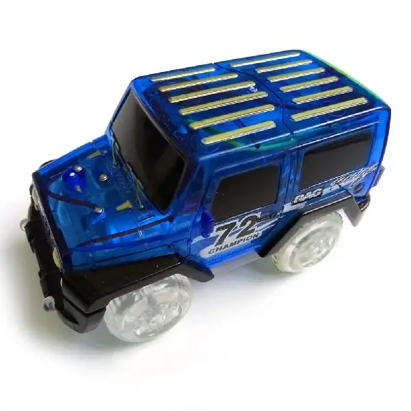 Blue car LeadingStar 1 шт. детский светодиодный Электрический автомобиль игрушка для светящиеся рельсы Светящиеся в темноте удивительные гоночные автомобили(не включая треки - Цвет: Blue car