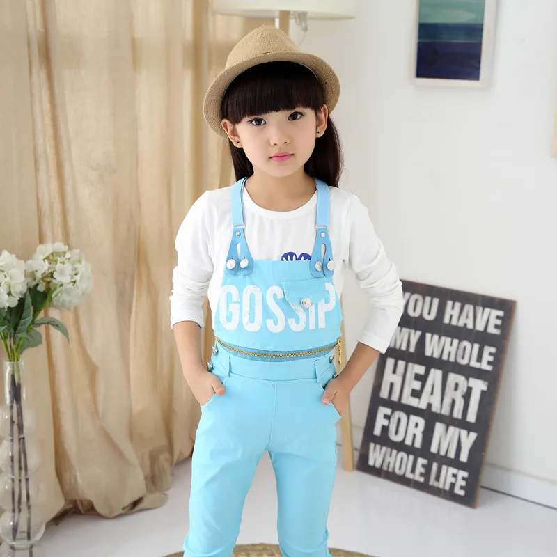 Девушки Комбинезоны 2016 Мода Осень Дети Письмо Молния Fly Теплые для Детей Новый