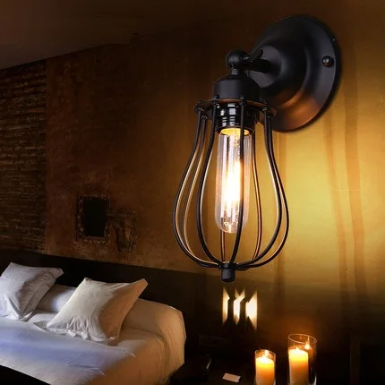 

American Loft Style Iron Vintage Wall Light Fixtures RH Industrial Wind Wall Sconce For Stair Bedside Wall Lamp Home Lighting