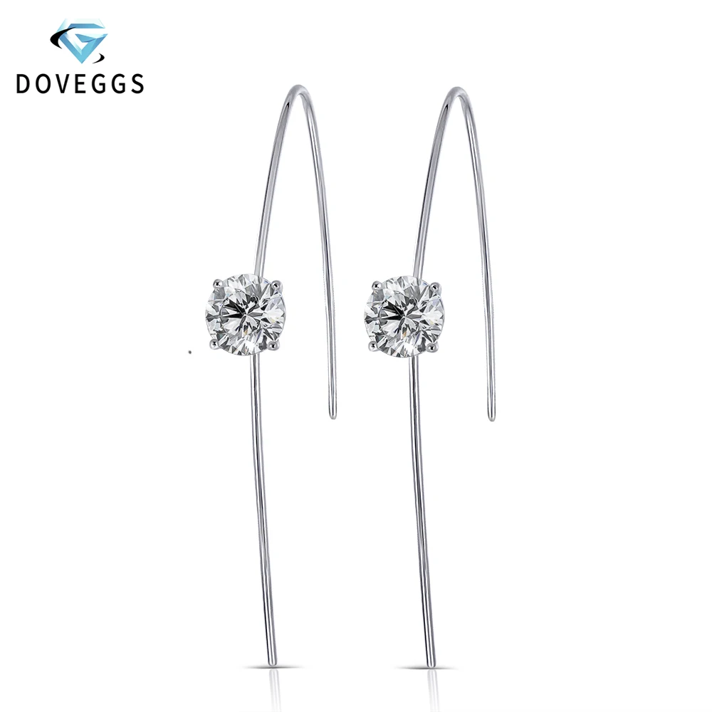 Серьги подвески DovEggs из белого золота 14 к 2CTW 6 5 мм|Серьги-подвески| |