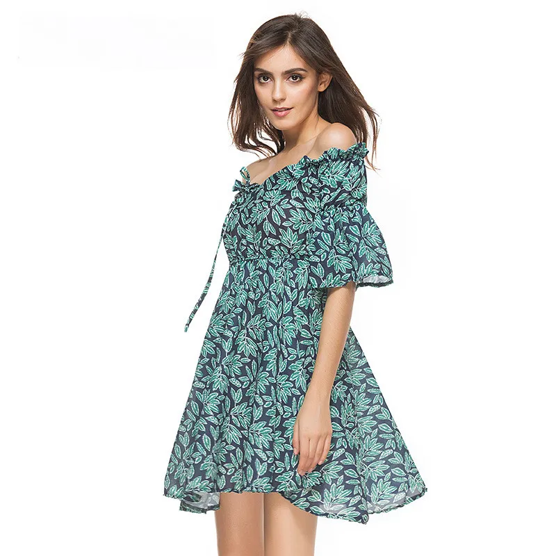 JTCWEAR пикантные женские летние Slash шеи Короткое платье Эластичные стяжки