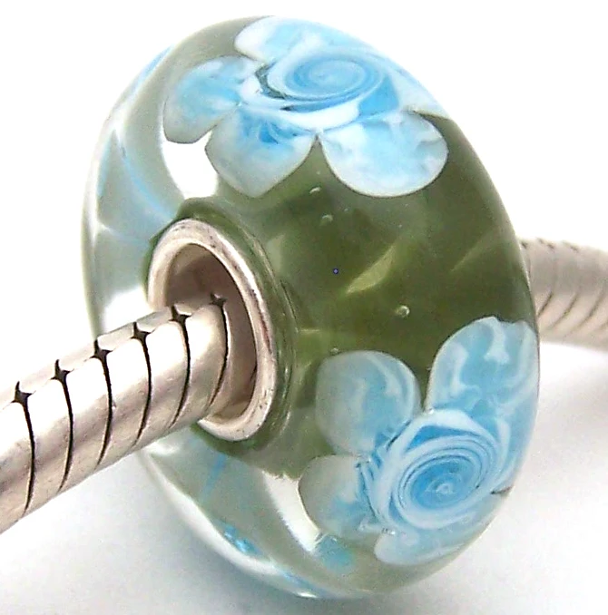 

PJG1065 100% S925 Sterling Silver Beads Murano Glass beads Fit European Charms Bracelet charms diy jewelry Lampwork GlassBeads