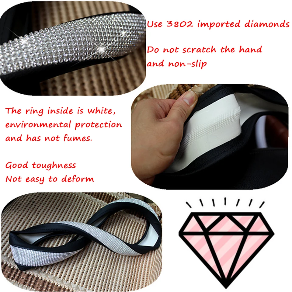 Atreus Diamond Чехлы рулевого колеса автомобиля диски из натуральной Стайлинг для