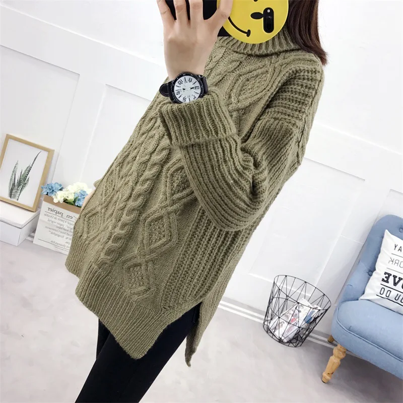 Новый стиль средней длины свитера Мода 2018 для женщин с высоким плотно облегающим