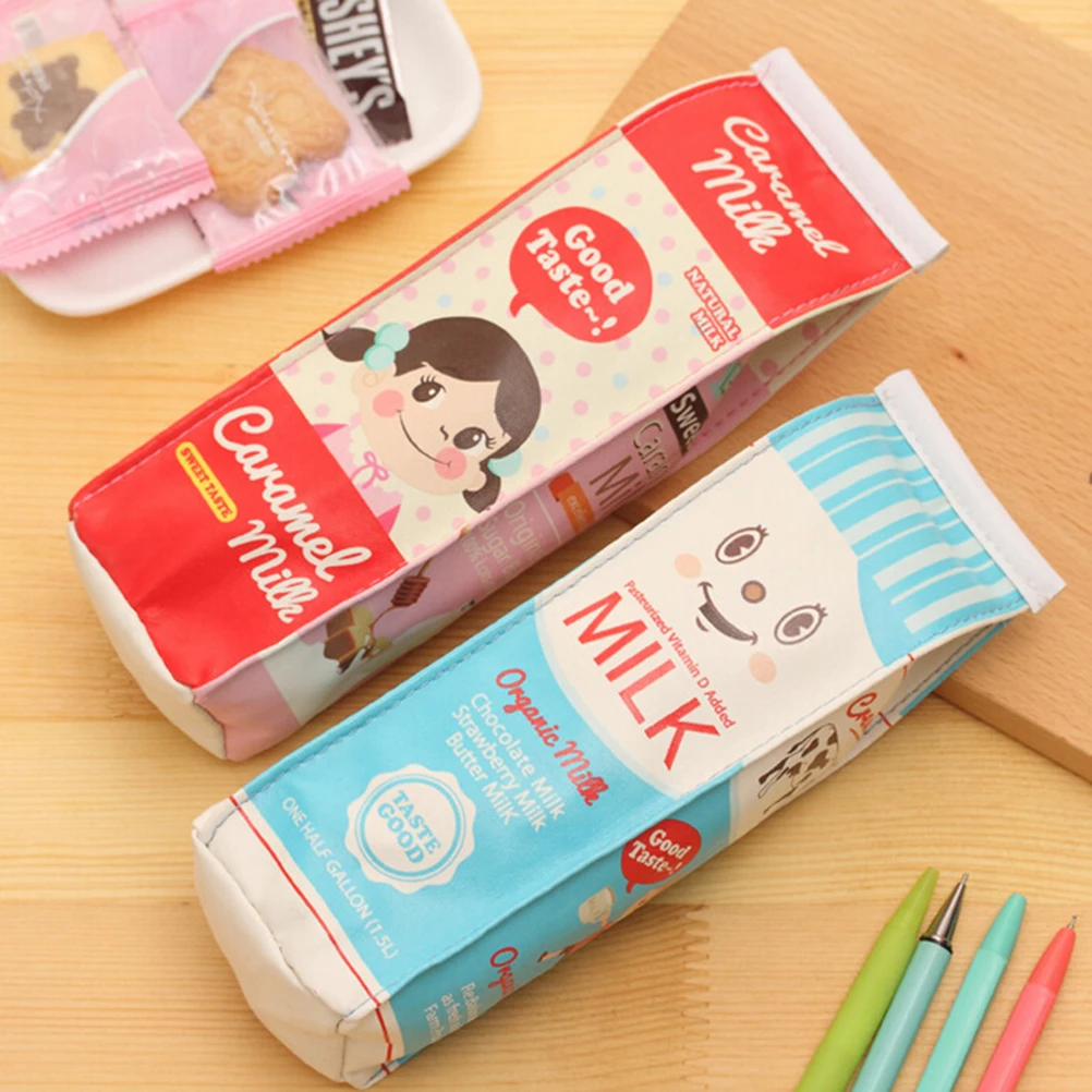 New Arrival Cosmetic Bag Simulation Milk Box PU Leather Makeup Pouch Stationery Storage Organizer Pencil Escolar Papelaria | Багаж и сумки