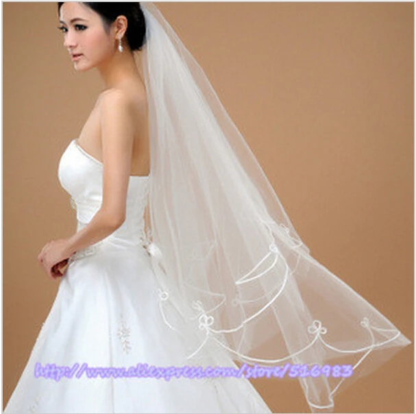 Fashion Veil New 2015 Hot Cheap Wholsale Off 1T White Ivory Wedding Bridal Scallop Edge Veils Accessories+++Q4 | Свадьбы и торжества