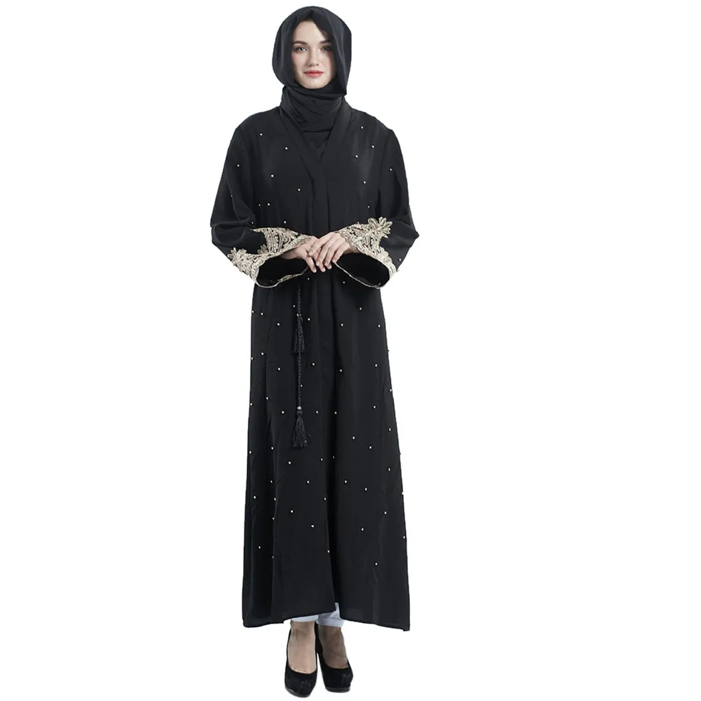 Дубай исламские женщины открытый кафтан абайя мусульманский кардиган Jilbab Макси