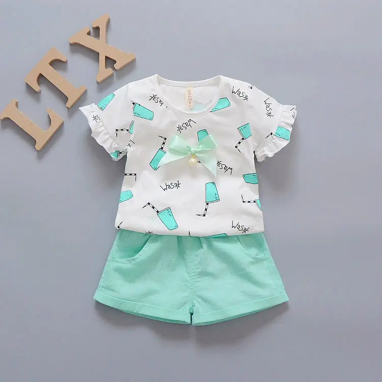 2019 милые летние комплекты для девочек с круглым вырезом платье хлопковые розовые