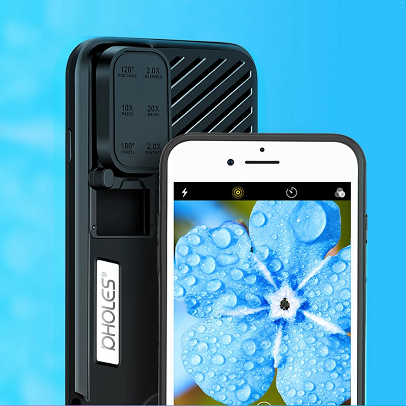 Pholes 6 в 1 объектив для телефона с чехлом iPhone 7 8 Plus Wide Angle10X макрообъектив рыбий глаз