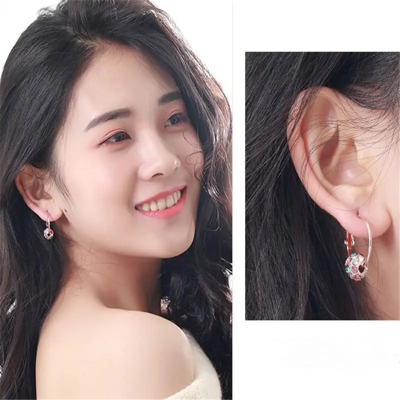 Модные Австрийские хрустальные золотые серебряные серьги круглые