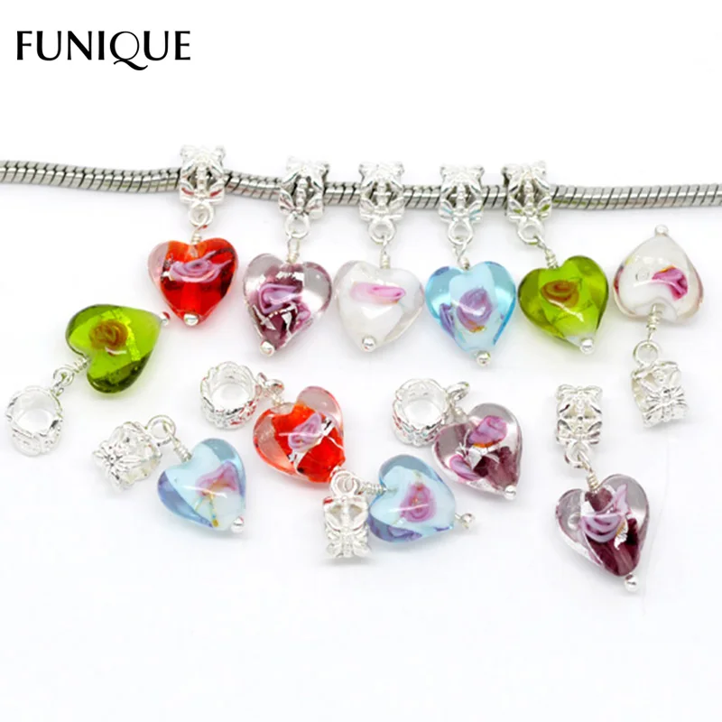 FUNIQUE 20 шт. микс конфетных цветов сердце хрустальные прозрачные бусины с шармами