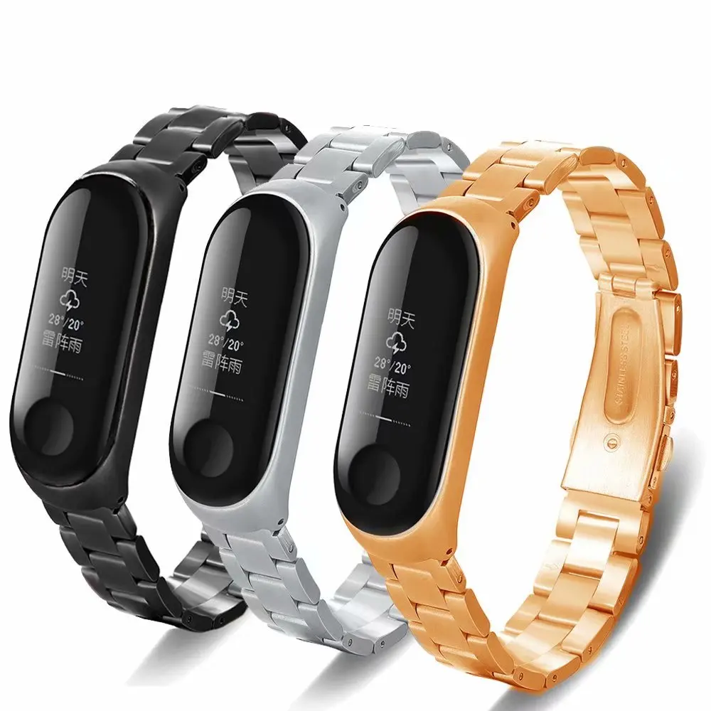 Сменный Браслет AKBNSTED из нержавеющей стали для часов Xiaomi Mi band 3 ремешок наручных