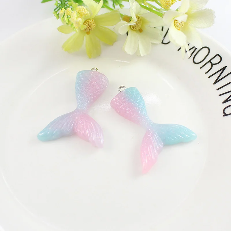 10 шт. блеск хвост русалки кулон из смолы интимные аксессуары DIY Серьги jewel украшения материал плоской задней плоское украшение из смолы Craft поставки