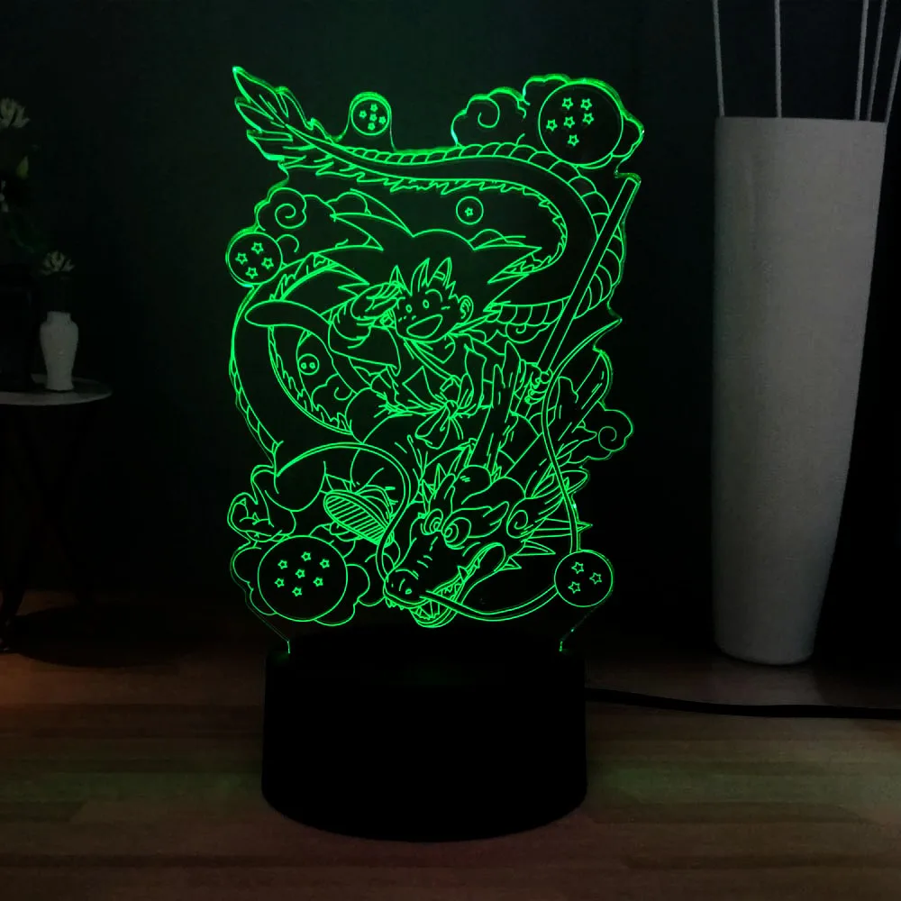 Акриловые семь Dragon Ball фигурка крутой Гоку 3D LED дом Атмосфера RGB прикроватный USB