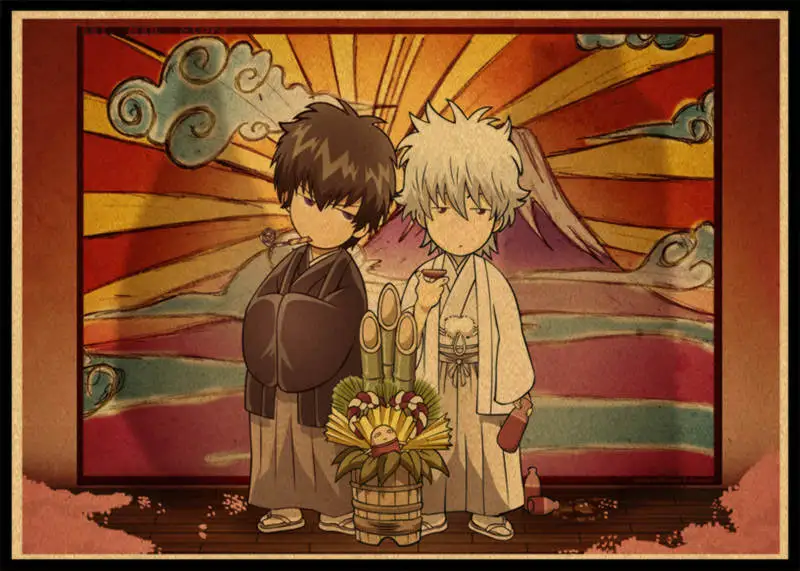 GINTAMA/Sakata Gintoki/классический японский мультфильм комикс/крафт-бумага/Бар плакат/Ретро плакат/декоративная живопись без рамки