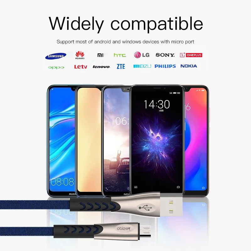 Yesido CA24 кабель Micro USB из цинкового сплава для быстрой зарядки USB кабель для передачи данных для samsung huawei Android Phone Tablet Micro USB кабели