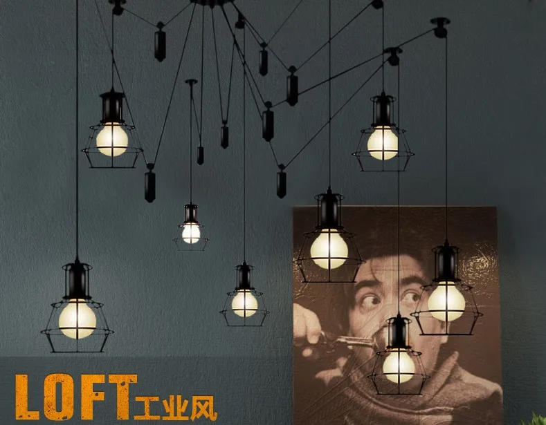 Современная Скандинавская ретро люстра с лампочками Эдисона винтажная