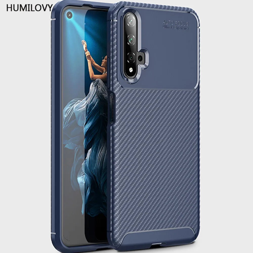 For Huawei Honor 20 Case Cover Carbon Fiber texture Shockproof Soft TPU Back Honor20 Cases |