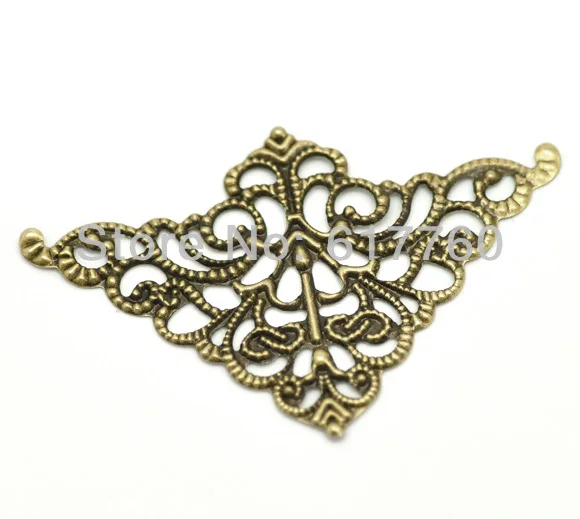 Free shipping-50Pcs Antique Bronze Filigree Triangle Wraps Connectors DIY Jewelry Findings 5cm x 3.2cm(2&quotx1-1/4&quot) J0577 | Украшения
