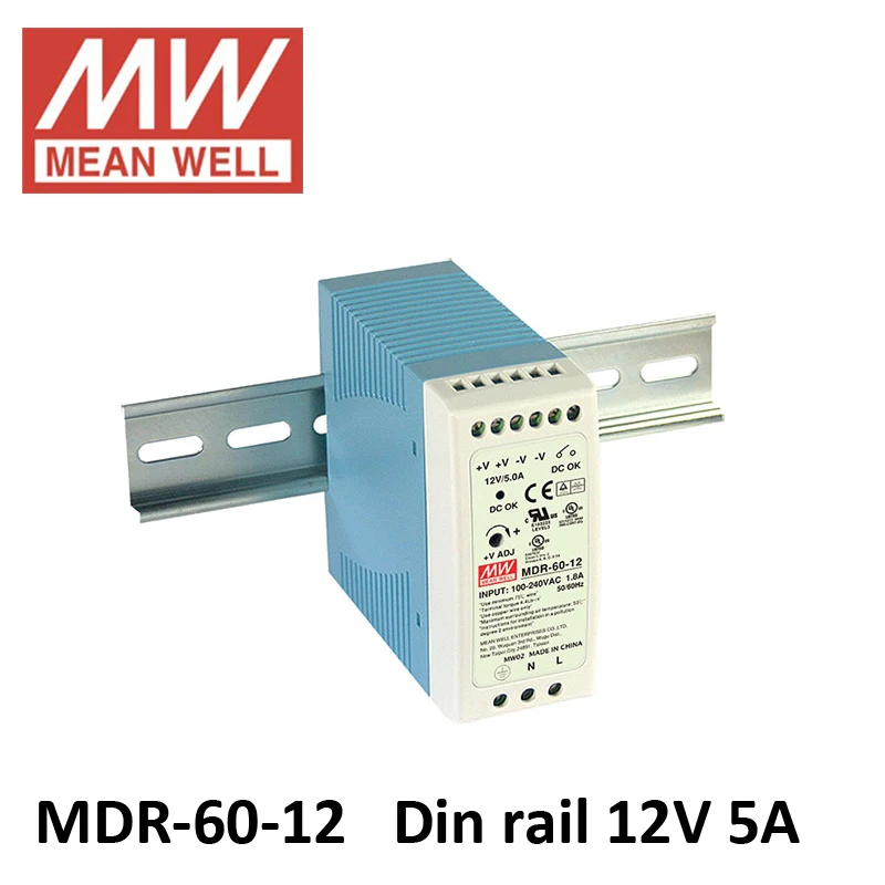 Meanwell MDR 60w 5 в 12 В 24 48 din рейку переключатель питания Вход ac 85 ~ 264 dc 5a 2.5A DR|Импульсный