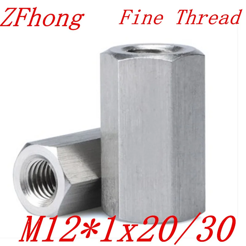 

5pcs M12*1x20/30 m12x1.0 Fine Thread Hex Rod Coupling Nut 304 Stainless Steel