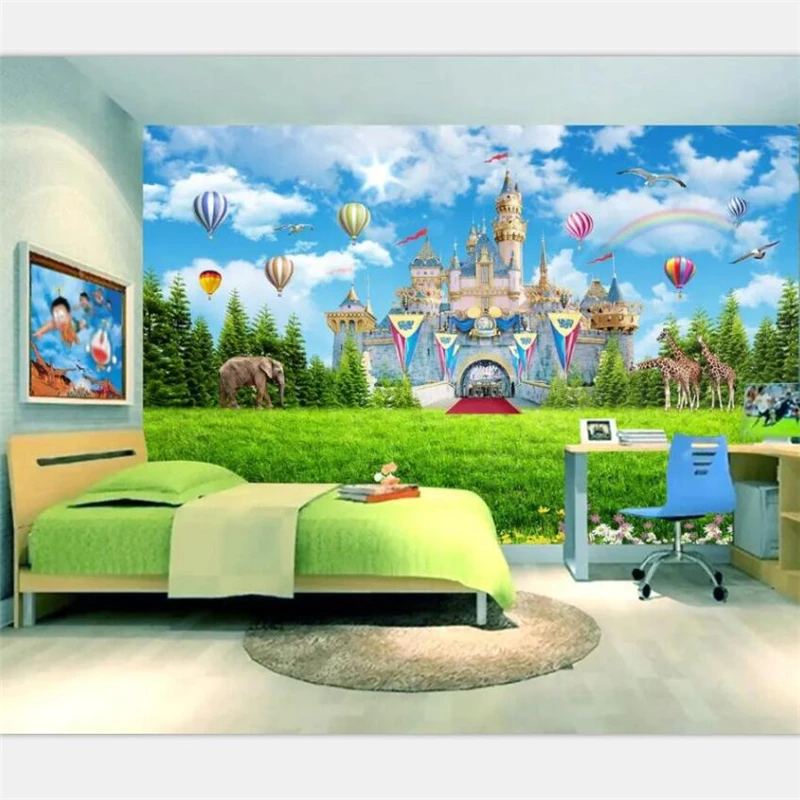 beibehang Wallpaper murals custom home decoration fantasy castle hot air balloon children room landscape painting 3D wallpaper |