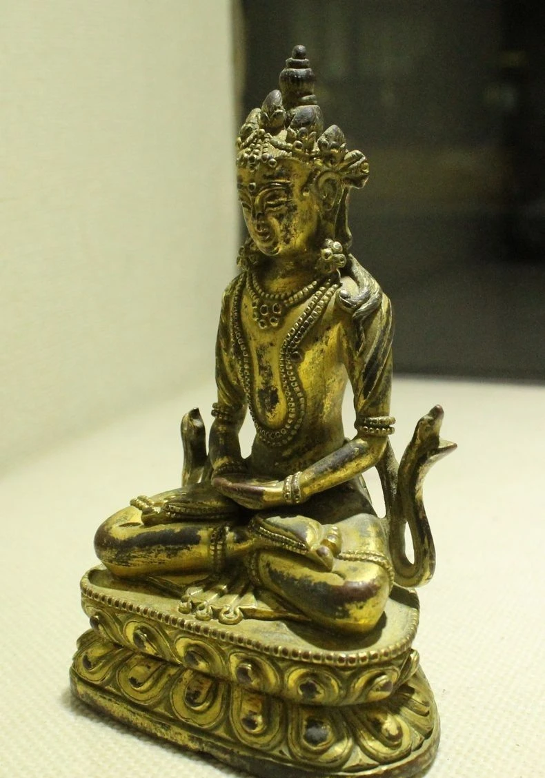 Старый Тибет Храм Бронзовый Золото Позолота Амитаюс долголетие Бог Богиня